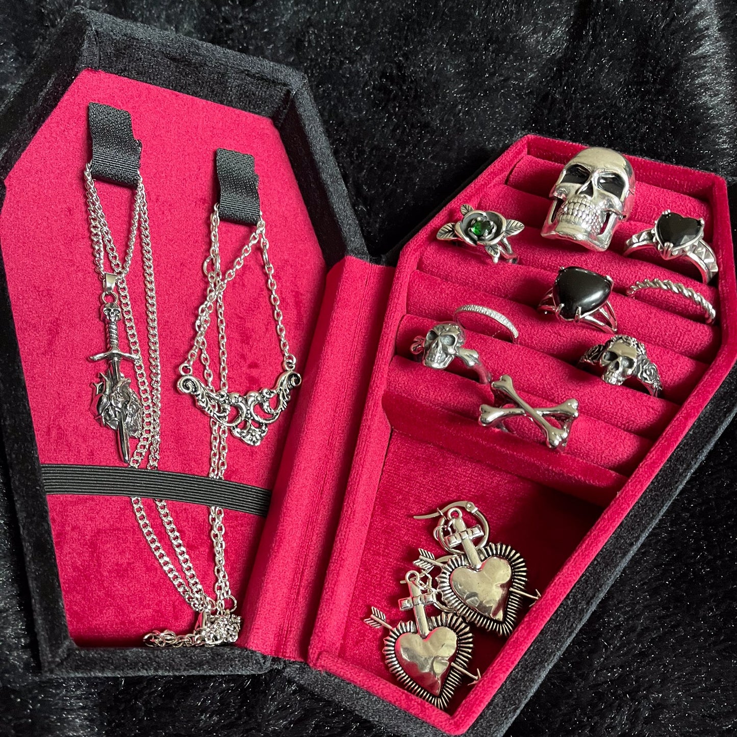 LARGE COFFIN JEWELLERY CASKET